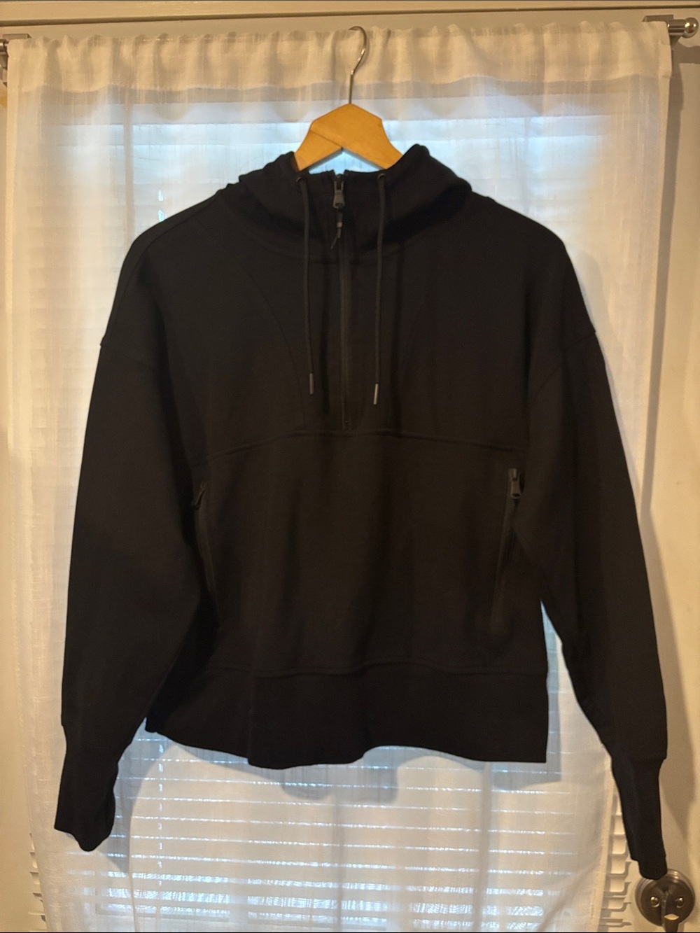 Old Navy Black Half-Zip Hooded Sweater
